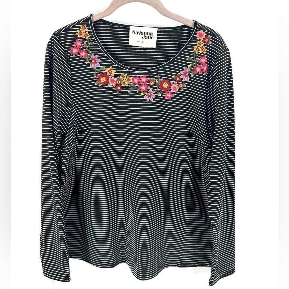 Savanna Jane Embroidered Boho Top Size Medium Floral Romantic Indie Whimsigoth
